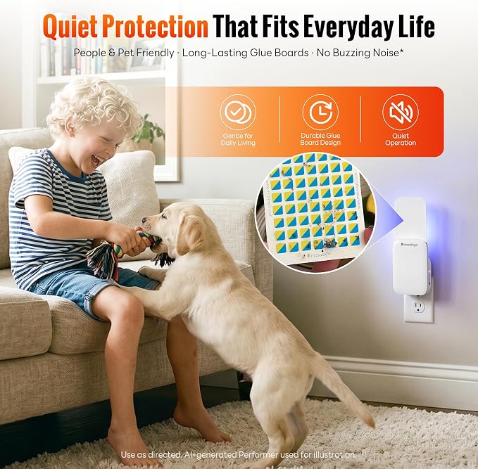 Mosalogic Fruit Fly Traps for Indoors Gnat Trap for House Indoor-600 Sqft Protection Area UV Fly Insect Trapper for Fruit Flies,Gnat,Mosquito,and Other Flying Insect Plug in Bug Killer White