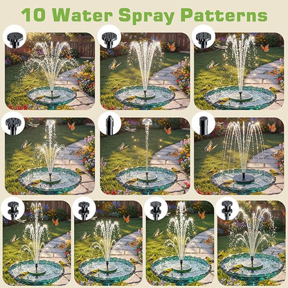 AISITIN 3.5W Solar Bird Bath Fountain Built-in 1500mAh Battery, Solar Water Pump with 8 Nozzles, Solar Powered Fountain Pump for Garden Birdbath Pool Fish Tank Pond and Outdoor (Dark Green)