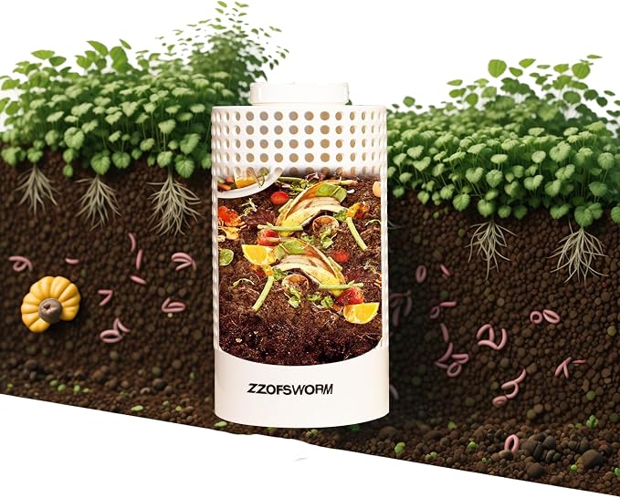 Inground Worm Farm Compost Bin Kit Recycling Kitchen Food Waste to Raised Garden Beds Outdoor with Holes&Lids in Bed&Home