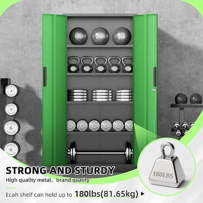 INTERGREAT Metal Storage Cabinet, 72" Locking Steel Cabinets with 2 Door and 4 Adjustable Shelves, Tall Metal Cabinet for Home Office, Garage, Warehouse,(Black+Green)