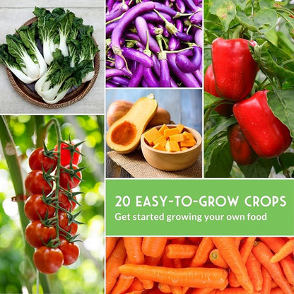 Vegetable Garden Starter Kit for Planting | 20 Heirloom Non-GMO Varieties for Beginner Victory Gardens, Start Growing Indoors or Outdoors - Survival Garden Seeds