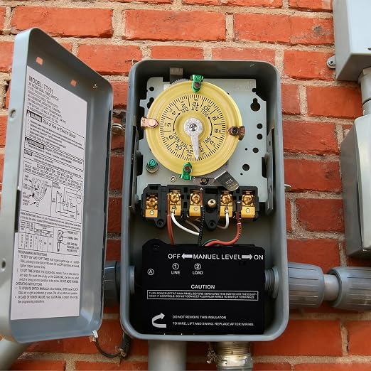 T101 Mechanical Timer Switch - 120V 2HP 40A SPST Electromechanical Timers, 12 ON/Off 24 Hour Timer with Tripper for Lights, Pool Pumps, Water Heater Fans & HVAC Systems