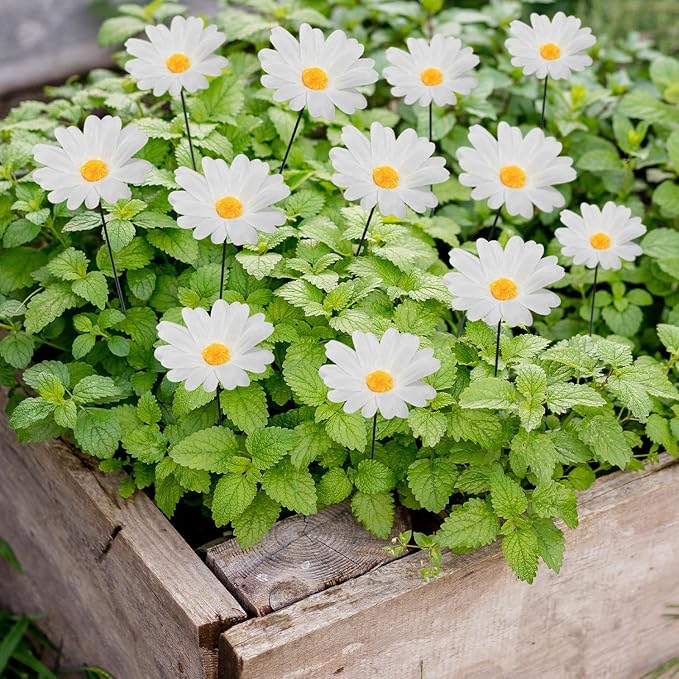 Garden Stakes Decor,10Pcs Garden Stakes Decorative Outdoor Lawn Pathway Patio Plant Pot Art Stick Yard Art Decorations for Pot Lawn Patio Corridor Flower Bed Outdoor Plant (Sunflower 10PCS)