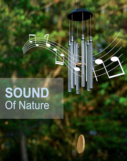 Solar Wind Chimes for Outside, DesGully 6 LED Tubes Color Changing Outdoor Clearance Unique Garden Decor Colorful Patio, Gifts for Her/Him (37" Long)