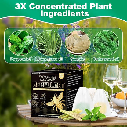 24 Pack Peppermint Wasp & Bee Repellent for Outside, Natural Carpenter Bee Repellent for Yellow Jacket, Hornet, Mud Wasp Deterrent for Outdoor Patio Garden Porch | Long-Lasting Protection | Pet Safe