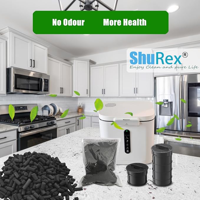 Odor Absorbing Carbon Refills for Fylecen Kitchen Smart Compost Bin | Replacement Activated Charcoal Filters Compatible with Fylecen Electric Kitchen Compost Filter, Kitchen Odor Absorbing Pack