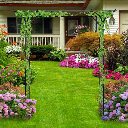 7FT Garden Arch Arbor, Steel Frame Stand Trellis for Climbing Plants, Outdoor Archway Gate for Wedding Ceremony Decoration Party Vines Lawn Courtyard Patio Backyard