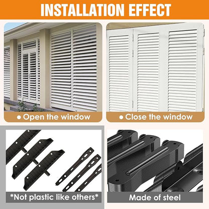 Deck Sunblind System Black Louver Hardware Kit 4 Set Stainless Steel Adjustable Brackets for Outdoor Patio Shade Pergola