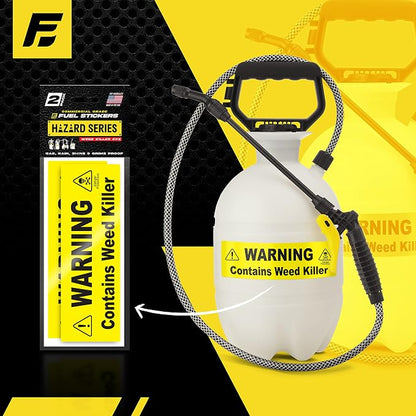 Weed Killer Sticker - Warning Signage for Pump and Garden Sprayers: Weather and Fade Resistant, Extreme Stick, Commercial Grade, Weed Killer Labels - USA Made (2 Labels)