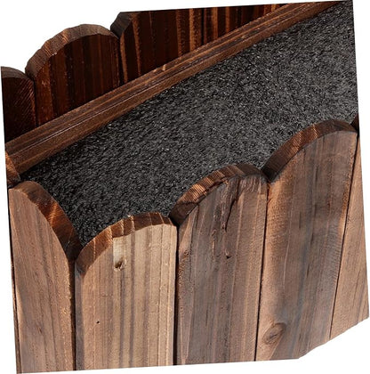 Rustic Wooden Flower Planter Box 19.37X5.11X3.54In Anti-Rotten Wood Pot for Indoor Balcony Window Sill Decorative Fake Flower Holder with Foam Block