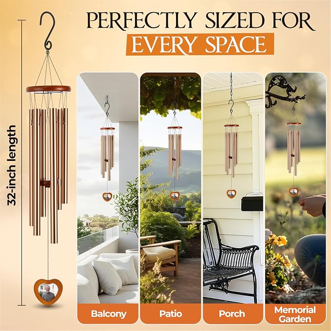 32 Inch Memorial Wind Chimes Outdoor, Wind Chimes for Loss of Loved One, Memorial Gifts for Loss of Mom, Sympathy Gifts for Mother, Father, Brother, Sister
