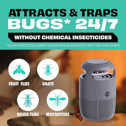 STEM Flying Insect Fan Trap for Indoor Bug Control, Attracts Mosquitoes, Fruit Flies, and House Flies, Plug-in Fan with UV Light, Starter Kit Includes 1 Device and 10 Glue Traps