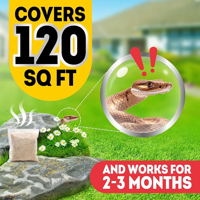 Snake Repellent for Yard, Outdoor & pet Safe, 12 Packs | deters rattlesnakes, copperheads, plant oils, indoor 120 sq ft, 2-3 months, rain resistant, non-toxic