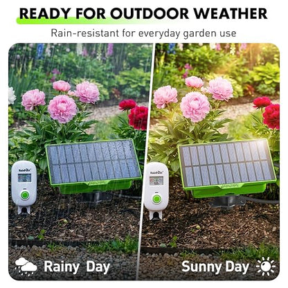RAINPOINT Solar WiFi Drip Watering System & WiFi Moisture Sensor Combo Pack | App Control Smart Indoor/Outdoor Automatic Drip Irrigation Waterer & Visual Gauge WiFi Plant Soil Moisture Meter