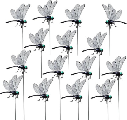 2026 New Dragon Fly Clips,Fake Dragonfly Clip,3D Big Dragon Flies PVC Garden Decorative Stakes,Dragonflies for Indoor Outdoor Garden Plant Flower Pot Decor (15Pack Dragonfly Clip)