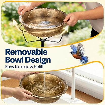 VIVOHOME Bird Bath with Solar Fountain for Outside, Weather-Resistant ABS Birdbath Bowl with Solar Powered Pump, Metal Ground Stake for Outdoor, Garden, 1.45 Gallons, Copper