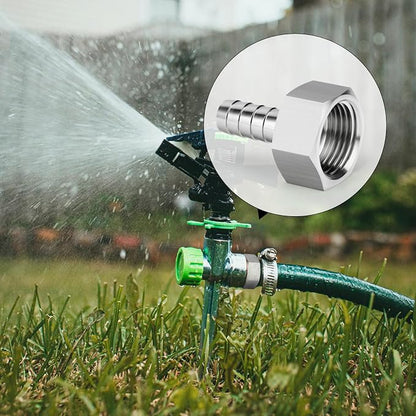 TAISHER 1PCS 304 Stainless Steel Garden Hose Repair Connector, 5/16" Barb x 3/4" GHT Female Garden Hose Adapter with Hose Clamps
