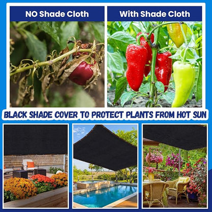 Riare 90% Black Shade Cloth- 3 x 6 FT Sunblock Garden Shade Cloth, Sun Shade Mesh Tarp with Reinforced Grommets for Greenhouse, Patio, Backyard, Garden, Plants, Pergola, Chicken Coop