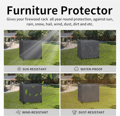 Easy-Going 4 Feet Outdoor Log Rack Cover Waterproof Weatherproof Firewood Cover with Openable Front Flap (Cover Only, Rack not Included)