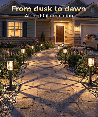 XMCOSY+ Solar Lights Outdoor Waterproof, 6 Pack Adjustable Brightness Solar Pathway Lights, 3-in-1 Landscape Light for Yard Backyard Driveway Walkway Landscape Path (Warm/Cool White)