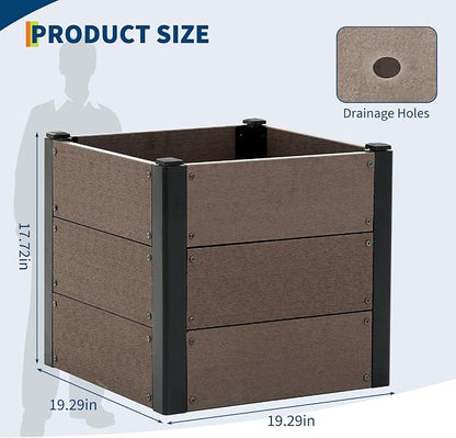 Garden Raised Bed, 19*19*18in Deep Root Planter Box for Patio, Outdoor Herb with Bottom, Vegetable, and Flower Gardening - Durable Wooden Style Planter Box for Easy Mobility and Clearance