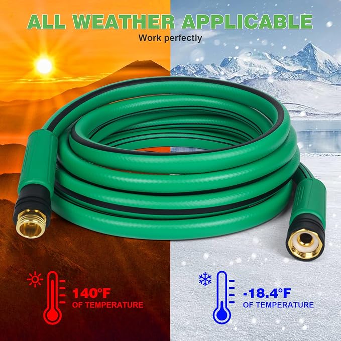 AIODE Garden Hose 5/8" x 100FT Heavy Duty Water Hose Super Flexible All-weather Lawn & Garden Watering Equipment (100FT)