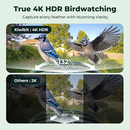 Kiwibit Smart Bird Feeder with 4K AI Camera Solar Powered | AI Identification Bird Species 10,000+, 4K Video Live Stream, 8MP Photos, Real-Time Bird Alert, Backyard Birdwatching Gift