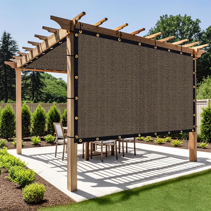 Shade&Beyond Customized Size 9' X 16' Shade Cloth with Grommets, 90% UV Protection UV Protection Mesh Tarp Sun Screens for Patio GN01, Mocha
