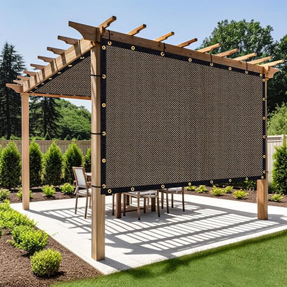 Shade&Beyond Customized Size 11' X 11' Shade Cloth with Grommets, 90% UV Protection UV Protection Mesh Tarp Sun Screens for Patio GN01, Mocha