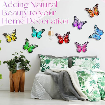 Jetec 8 Pcs Metal Butterfly Wall Decor 6.5 Inch Outdoor Butterflies Wall Art Sculpture 3D Butterfly Hanging Decoration for Spring Outside Fence Garden Yard Home Patio Balcony(Bright Style)