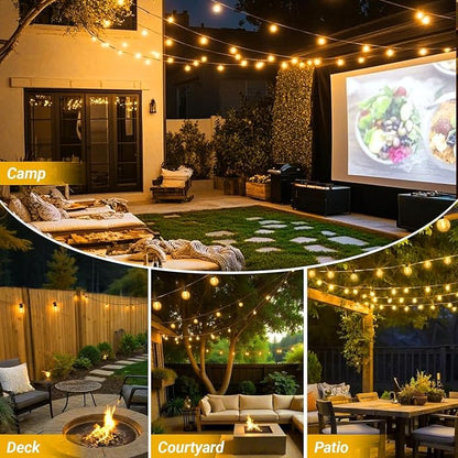 LAMPHOME 2PACK Yellow Outdoor String Lights, 26FT 13 G40 Gold Shatterproof Patio Lights, IP65 Waterproof Dimmable Connectable Globe LED Hanging Lights for Backyard, Bistro, Porch, Deck, Balcony