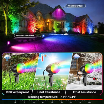 20W RGBW Outdoor LED Landscape Lighting, Color Changing Spotlight with Remote, 1880LM IP66 Waterproof Spot Lights for Yard Garden Pathway Christmas Decoration, 120V Plug in US Cord, 2 Pack