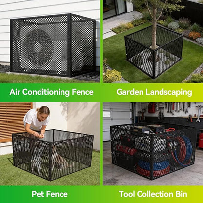 Compost Bin Outdoor with Lid - Large 93/130 Gal Composter 2-in-1 Design, Heavy-Duty Galvanized Steel Perforated Sheet with Rust-Proof Coating, Versatile Outdoor Fence, for Garden, Yard & Kitchen Waste