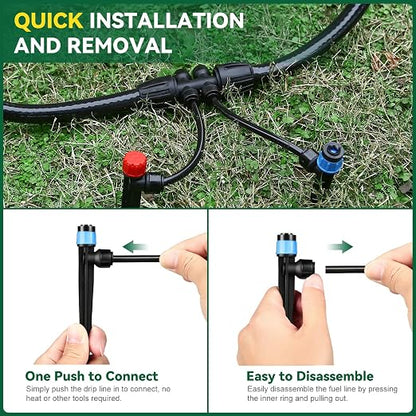 Drip Irrigation System for Garden, 2026-Upgraded Quick Connect Garden Watering Kit All-in-One with 1/2 inch 1/4 inch Irrigation Tubing for Garden, Lawn, Greenhouse, Raised Beds (91FT)