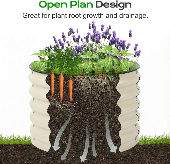 Aoodor 17" Tall 24" Metal Raised Garden Bed, Outdoor Planter Box and Raised Garden Kit for Vegetables, Flowers, and Herbs, Beige