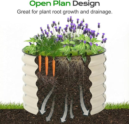Aoodor 17" Tall 24" Metal Raised Garden Bed, Outdoor Planter Box and Raised Garden Kit for Vegetables, Flowers, and Herbs, Beige