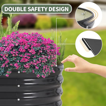 Galvanized Raised Garden Bed- Planter Garden Boxes Outdoor, Raised Beds for Gardening, 4x2x1ft Metal Garden Bed Kit for Vegetables Flower, Planter Raised Bed with Protective Tape & Tools.Gray-4pack