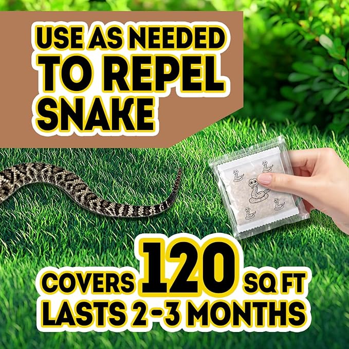 Snake Repellent for Yard Pet Safe, Indoor and Outdoor, 12 Packs | Repels rattlesnakes, Protects Garden Garage Farm Camping Backyard House Coop, Natural Formula, Easy to Use, Long-Lasting