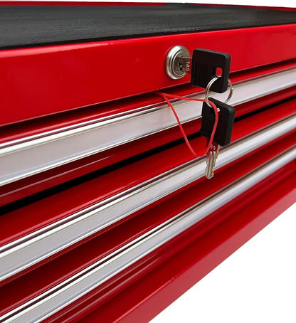 Workington Industrial 3 Drawers Portable Metal Intermediate Box, 26" Middle Tool Chest Cabinet with Ball Bearing Drawer Slides, Steel Tool Storage Box Organizer 4009 Red
