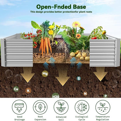 3 Pack Raised Beds for Gardening, Corrugated Galvanized Steel Raised Garden Bed, Outdoor Metal Above Ground Garden Bed for Vegetables and Flowers-4x2FT(Rectangular)