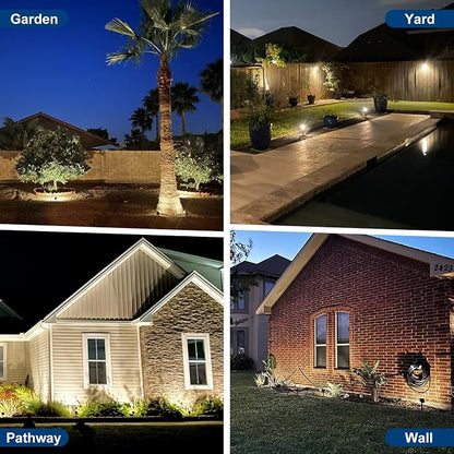 Solar Spot Lights Outdoor, 2 Pack Outdoor Solar Lights for Yard Waterproof, 4 Lighting Modes Solar Landscape Spotlights, Auto On/Off Solar Powered Flood Lights Garden Pathway (Cool White)