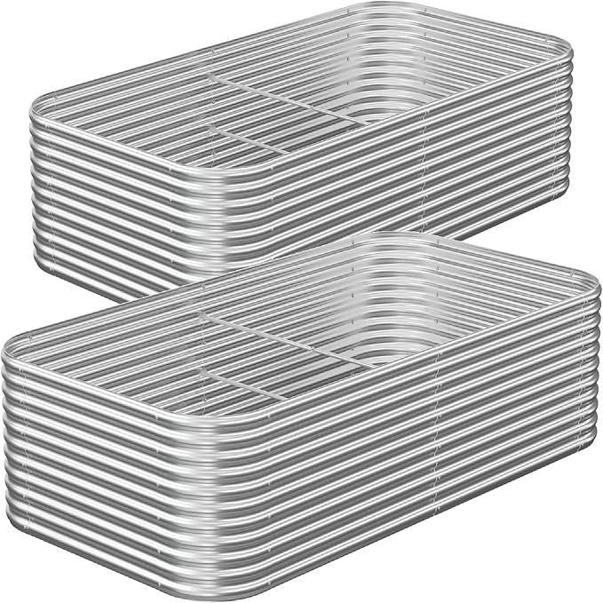 2 Pack Tall Corrugated Galvanized Steel Raised Garden Bed Outdoor, Metal Above Ground Garden Bed for Vegetables and Flowers, Raised Beds for Gardening-3x2x1.5FT