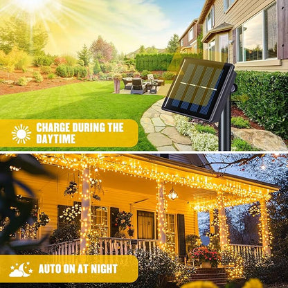 JMEXSUSS 2 Pack Solar String Lights Outdoor, Total 66FT 200 LED, Warm White | Christmas Lights Outdoor Waterproof, 8 Modes Solar Christmas Lights for Outside Garden Yard Patio Tree Xmas Decorations