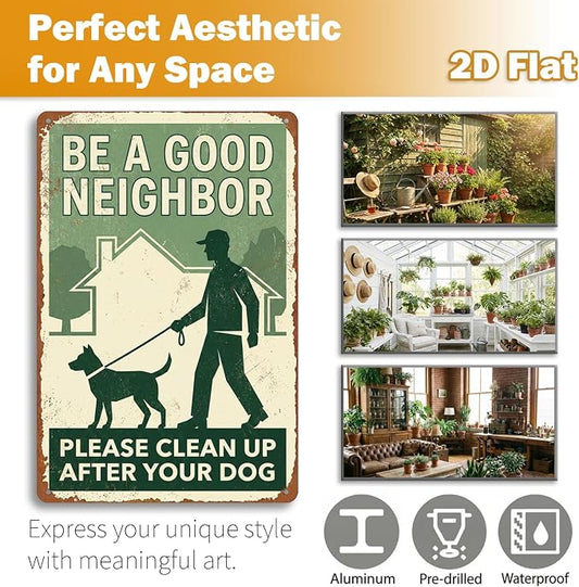 Garden Decor Dog Poop Sign Clean Up After Your Dog Yard Wall Art | Pet Owners • Lawn Walkway Display • Garden Theme • Neighborhood Reminder • UV Printed • 8x12 Inch