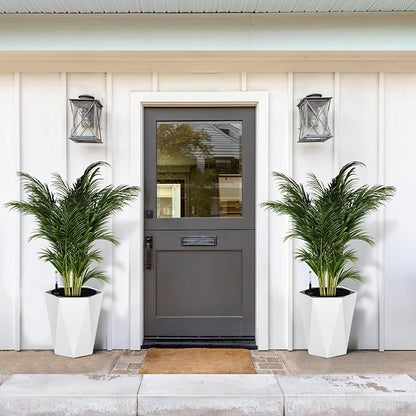 IDEALHOUSE 16" Tall Planters, Self-Watering Planters with Water Level Monitor and Drainage Hole, Large Outdoor Planters for Living Room, Bedroom Office, Patio, Porch, Garden, Set of 2