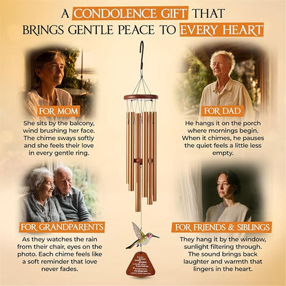 32 Inch Hummingbird Memorial Wind Chimes Outdoor, Sympathy Gifts for Loss of Loved One, Memorial Gifts for Loss of Mom, Sympathy Wind Chimes for Mother, Father, Brother, Sister