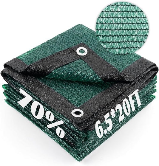 Cool Area 70% Sun Shade Cloth Mesh Tarp with Grommets for Plant Cover 6.5x20ft Patio Canopy Garden Pergola Greenhouse Car Barn Kennel Dark Green