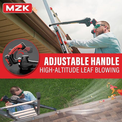 MZK Cordless Leaf Blower,20V Battery Powered Electric Blower for Lawn Care, Electric Lightweight Leaf Blower for Blowing Leaves, Patio Cleaning and Dust(2 * 2Ah Battery & Charger Included), Wine Red