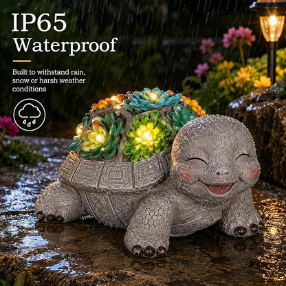 mocosa Solar Garden Statues Turtle and LED Lights Birthday Gifts for Women Mom Grandma Solar Outdoor Cat Decor for Outside,Outdoor Solar Lights for Yard, Garden and Patio, Unique Gift for Women