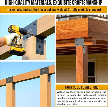 2pc 4x6 (Actual 3.5"x5.5") Post Cap Tie Bracket, Stainless Steel Wood Beam Support Bracket, for Gazebos, Patio Decks, and Porches Wood Post to Beam Support (Dark Ggray)
